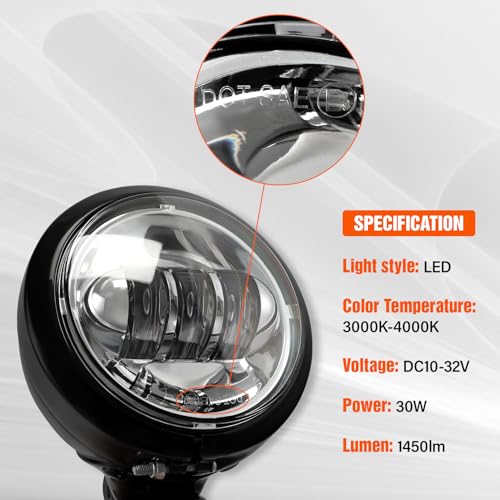 XFMT Motorcycle 4.5" Auxiliary Spot Fog Light LED Turn Signal Light W/Bracket For Harley Touring Road King 1994-Later Electra Glide 1997-Later Street Glide FLHX 2006-Later, Black + Chrome - color: Black + Chrome