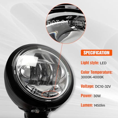 XFMT Motorcycle 4.5" Auxiliary Spot Fog Light LED Turn Signal Light W/Bracket For Harley Touring Road King 1994-Later Electra Glide 1997-Later Street Glide FLHX 2006-Later, Black + Chrome - color: Black + Chrome