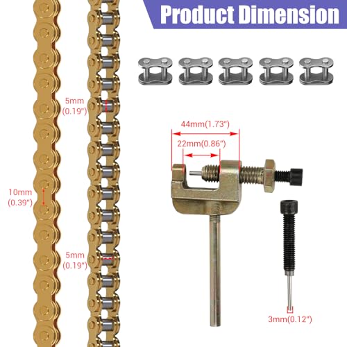 35 Chain Mini Bike Chain Breaker Compatible with Coleman CT100U CC100X Baja Doodlebug DB30 Motovox MBX10 MBX11 Predator 97cc 100cc Monster Mega Moto MM-B80 105cc Minibike Powersports Parts - color: Gold