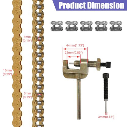 35 Chain Mini Bike Chain Breaker Compatible with Coleman CT100U CC100X Baja Doodlebug DB30 Motovox MBX10 MBX11 Predator 97cc 100cc Monster Mega Moto MM-B80 105cc Minibike Powersports Parts - color: Gold