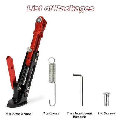 Universal Motorcycle Side Stand - PSLER Adjustable Aluminum Alloy Short Motorcycle Kickstand for Electric Scooter Motorbike Mini Pit Dirt Bike, Red