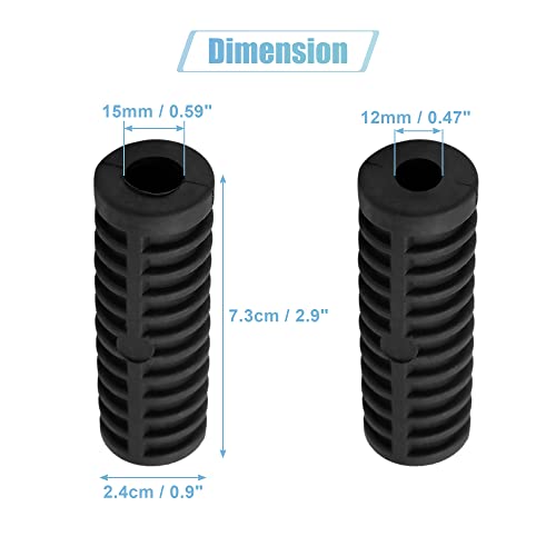uxcell 1 Pair 12mm 15mm Inner Diameter Rubber Nonslip Footrest Pedal Foot Peg Cover Shell Black for Motorcycle