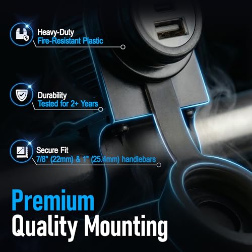Cliff Top Motorcycle USB Charger Dual USB Port 6A 36W Waterproof Phone Charger with PD USB-C & QC 3.0, Magnetic Power Switch, Heavy Duty, Battery Drain Prevention - size: 6A 36W Dual USB with PD & QC 3.0