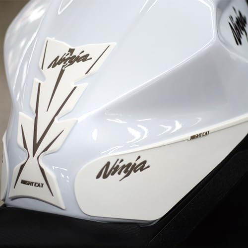 NIGHT CAT Compatible Ninja 400 Ninja 500 Motorcycle Fuel Tank Pad Kit Side Fuel Knee Guard Sticker Fuel Tank Protector（Fishbone Sticker-White） - color: Fishbone Sticker-White