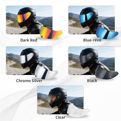 T520 Visor Full Face Helmet Shield Compatible with T520/ ST1400/ R1 Air Motorcycle Replacement Accessories (Chrome Blue) - color: Chrome Blue