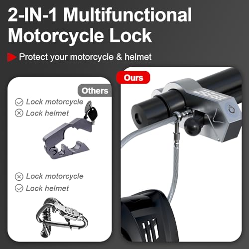 JAGASOL Motorcycle Lock Combo - Helmet & Brake Lock for Motorcycles, Mopeds, Scooters, ATV, Dirt Bikes & Street Bikes - color: Silver