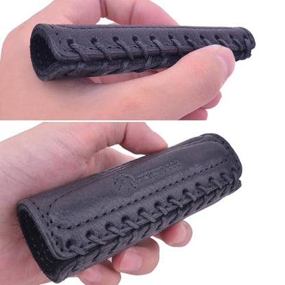 Leather Motorcycle Handlebar Grip Covers, No Fringe Brake Clutch Covers for HD Motorcycles - color: Black: Handlebar + Lever Cover