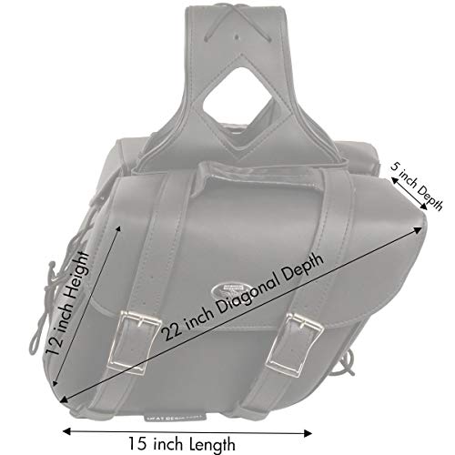 Milwaukee Leather PVC 2-Strap Throw-Over Easy Zip off and off Motorcycle Saddlebags - Medium - color: SH58001ZB-BLACK, size: Medium