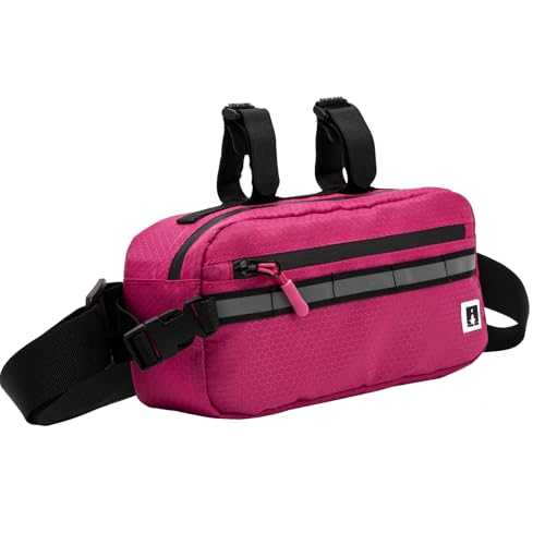 ROYALFAIR Waterproof Bike Handlebar Bag with Reflective Strips & Shoulder Strap, Bicycle Front Frame Storage Pouch for Mountain Road Cycling Commuting (rose) - color: rose