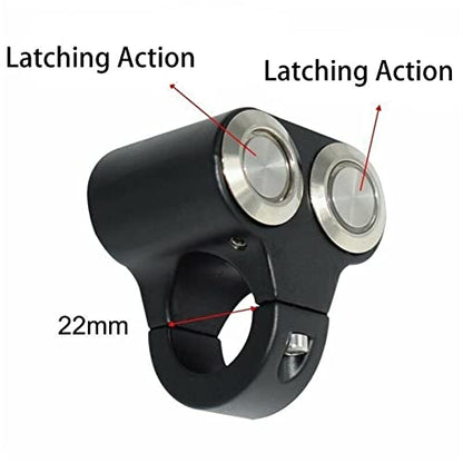 Rayana 7/8" Motorcycle Handlebar Control Switch Dual Horn Button for Start Kill Momentary Switch Aluminum Alloy (BLUE-22MM)