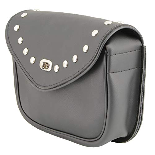 Milwaukee Leather SH633 Black PVC Extra Large 'Studded' Motorcycle Windshield Bag with Turn Lock - One Size