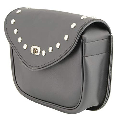 Milwaukee Leather SH633 Black PVC Extra Large 'Studded' Motorcycle Windshield Bag with Turn Lock - One Size