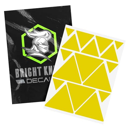 BRIGHT KNIGHT DECALS Reflective Stickers, 17pc Triangle Kit, Reflective Tape Outdoor Waterproof Motorcycle Helmet Stickers for Bikes, Scooters, and Hard Hats, Night Safety High Visibility - color: Yellow