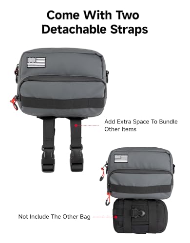 KEMIMOTO Motorcycle Handlebar Bag Universal Motorcycle Tool Bag Bicycle Bar Bag, Front Fork Storage Accessory, Sissy Bar Bag Compatible with Cruiser Softail Dyna Sportsters (Grey Carbon Fabric) - style: Grey Carbon Fabric