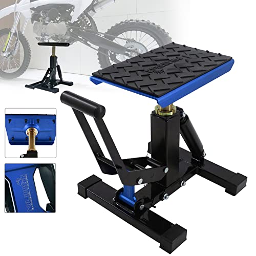 POLARBEAR Dirt Bike Stand Motorcycle Hoist Lift Stand Center Jack Adjustable Heavy Duty 1200Lbs Capacity Repair Lifting Jack Stand Table Rack(Blue) - color: Blue