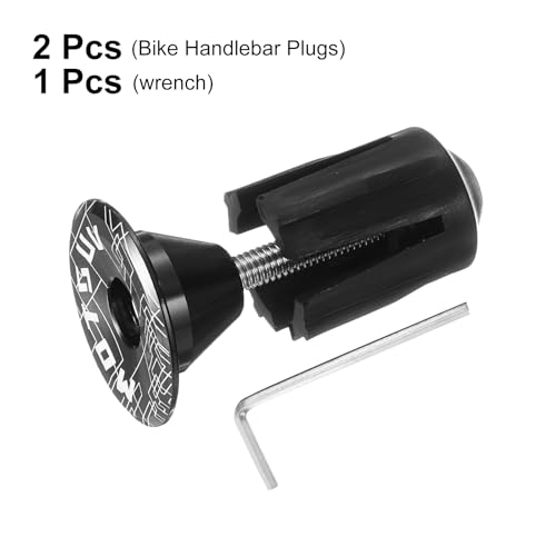 HARFINGTON Bike Handlebar End Plugs Aluminum Bar End Caps 16-21mm Adjustment Expanding Locking with Tool for MTB Road BMX Fixed Gear Bike, Black - color: Black