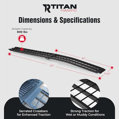 Titan Ramps 10' Portable Motorcycle Loading Ramp Extra-Wide Heavy-Duty Foldable Arched 800 lb. Capacity for Pickup Trucks - size: 10 ft, 1 pack