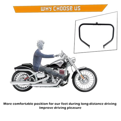 Kinglemc Crash Bar Engine Guard Highway Freeway Bar for Harley Davidson Breakout Blackline Rocker Softail Standard Custom Springer Deuce Night Train 2000-2017 (Black-Arc Style) - color: Black-Arc Style