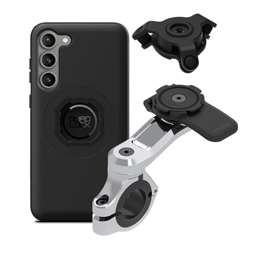 Quad Lock Motorcycle Handlebar Phone Mount PRO Chrome with Vibration Dampener and MAG Phone Case for Galaxy S23+ - size: Galaxy S23+