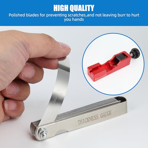 Spark Plug Gap Tool, Spark Plug Gapping Tool with 32 Blade Steel Feeler Gauge, Universal Spark Plug Gap Tool for Most 10mm 12mm 14mm 16mm Spark Plugs (Red) - color: Red