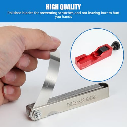 Spark Plug Gap Tool, Spark Plug Gapping Tool with 32 Blade Steel Feeler Gauge, Universal Spark Plug Gap Tool for Most 10mm 12mm 14mm 16mm Spark Plugs (Red) - color: Red