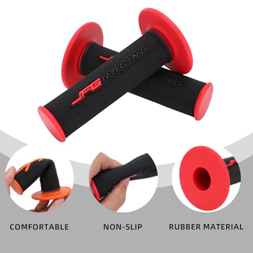 JFG RACING 7/8" Motorctcle Grips,22mm 24mm Non Slip Dirt Bike Hand Handlebar Glue Universal for Most Pit Bike Motercross KLX KX EXC XC SX CRF CR YZ WR DRZ RMZ 50 85 100 150 250 350 450 - color: red