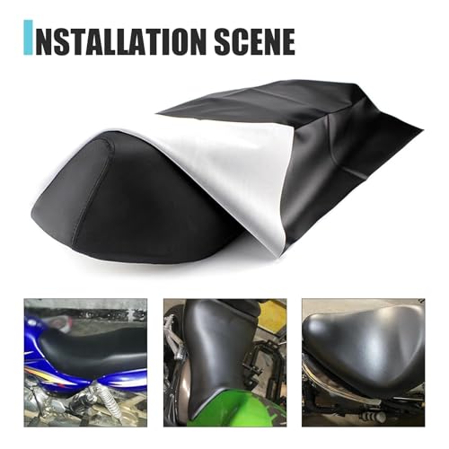 Motorcycle Seat Cover, 39.37" x 27.56" Waterproof Elastic Leather Seat Protector, DIY Motorcycle Seat Cover, Universal for Most Motorcycles, Scooters, Electric Vehicle (Black)