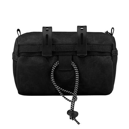 Oso Supply Co - Bike Handlebar Bag – Waxed Canvas Exterior with Quick-Access Waterproof Zipper, Side Mesh Pockets and Spacious Storage – Ideal for Cycling, Commuting and Adventure Rides (Black) - color: Black