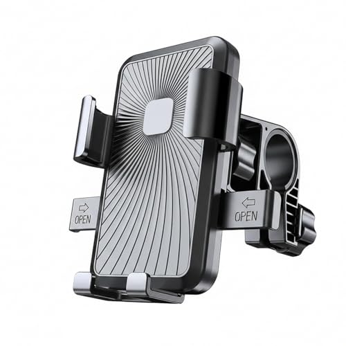 Motorcycle Phone Mount, Alloy Handlebar Holder for Bike & E-Bike GPS Navigation - Black