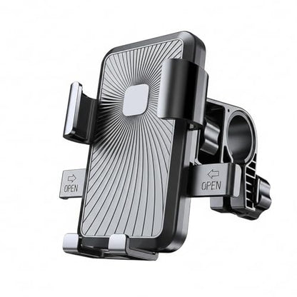 Motorcycle Phone Mount, Alloy Handlebar Holder for Bike & E-Bike GPS Navigation - Black