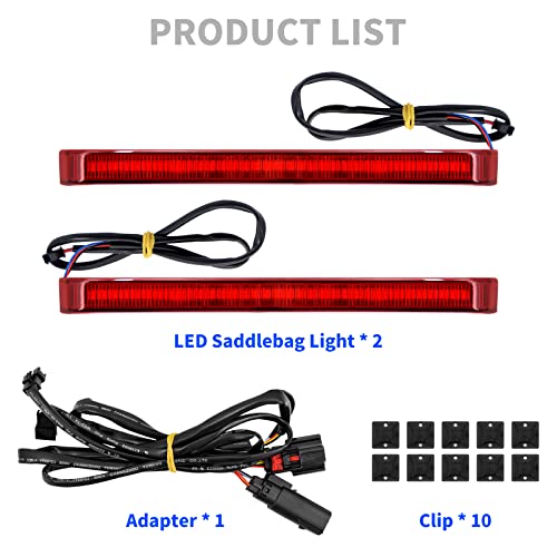 LED Saddlebag Tail Light with Running Brake Light and Sequential Turn Signal Lamp Fit for Harley Touring Street Glide Road King Road Glide Electra Glide Ultra Limited 2014-2023 (Red Lens) - color: 2014-2023 Red