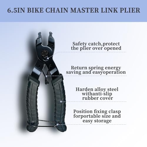 Bike Chain Repair Tools Set, Includes Bicycle Chain Breaker Tool, Master Link Plier, Wear Indicator and 3 Pairs Missing Links for 6-10 Speed Chains