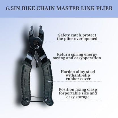 Bike Chain Repair Tools Set, Includes Bicycle Chain Breaker Tool, Master Link Plier, Wear Indicator and 3 Pairs Missing Links for 6-10 Speed Chains