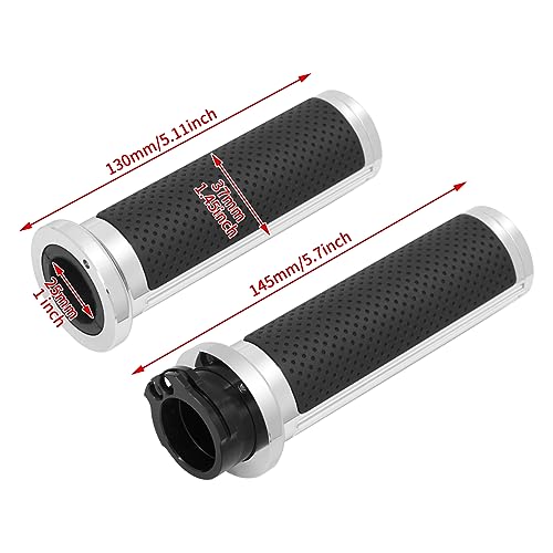 Motorcycle 1" Hand Grips Handlebar Grips Cable Throttle Fit for Harley Touring Street Glide Road King Road Glide Electra Glide Dyna Softail - color: #3 Chrome