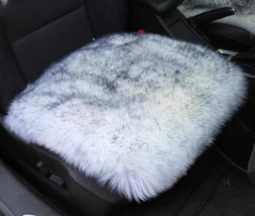 Sheepskin Soft Car Seat Covers Non-Slip Universal Fit Durabale Seat Cushion Cover Automobile Front Seat Covers for Auto Car Office Chair Gray Tips - color: Grey Tips, size: 18x18 Inch (Pack of 1)