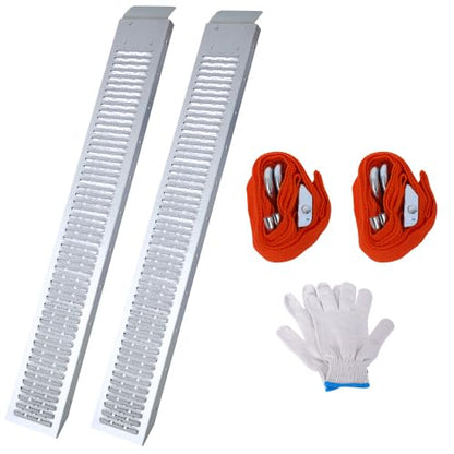 960lbs Capacity Loading Ramps for Pickup Trucks, Steel Motorcycle Ramp, Dirt Bike Ramp for Truck, Lawn Mower, Snowblower, ATV, Quad, Pack of 2,with 2pcs tie Straps,1pair Gloves (66" L-1) - size: 66" L-1