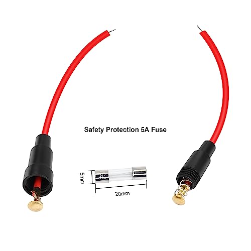 5x20 mm Fuse Holder Inline Screw Type with 22 AWG wire for Fast-Blow Glass Fuse （6-Pack）