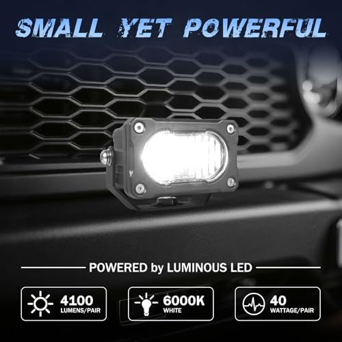 LED Pod Lights, 2Pcs 40W 3 Inch Flood Driving Lights Small LED Off Road Light Pods Ditch Lights backup Light for Truck Motorcycle UTV ATV SUV Boat Dirt Bike Surron - color: White Flood Lights
