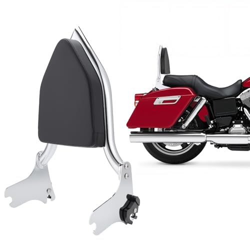 Detachable Sissy Bar Backrest, Motorcycle Rear Passenger Backrest Cushion Pad Fit for Harley Touring CVO/Road King Street Road Electra Glide 1997-2008(Chromed Silver) - color: Chromed Silver
