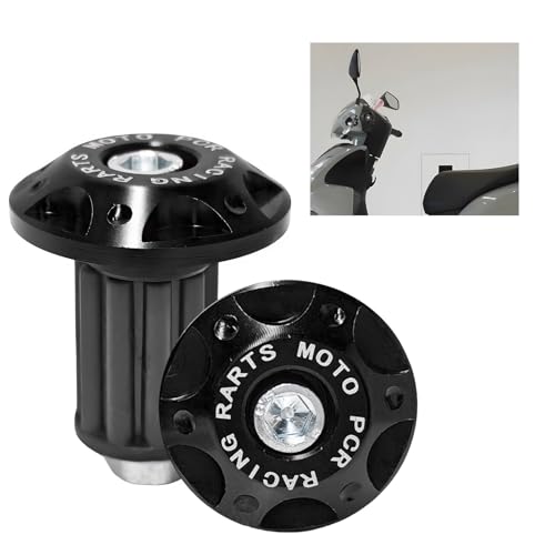2 PCS Motorcycle Handlebar End Caps, Aluminum Alloy Bar End Covers for 16-18mm Handlebars, Durable Motor Handle Caps Replacement for Electric Scooters & Off-Road Motorcycles (Black) - color: Black