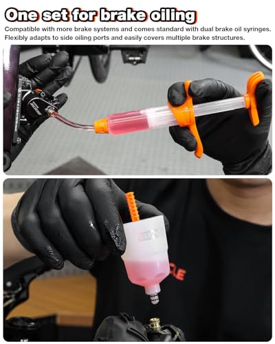 Brake Bleed Kit for Shimano, TEKTRO, TRP Hydraulic Disc Brakes, Bike Brake Bleed Kit with 150ml Mineral Oil, 10 Brass Connectors, Visual Oil Cup & Storage Base - size: For Shimano with 150ml Mineral Oil