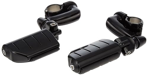 Kuryakyn 7599 Motorcycle Foot Controls: Longhorn Offset Trident Dually Highway Pegs with Magnum Quick Clamps for 1-1/4" Engine Guards/Tubing, Gloss Black, 1 Pair - color: Gloss Black, size: 1-1/4" Clamps, style: Longhorn Offset Trident Dually Pegs