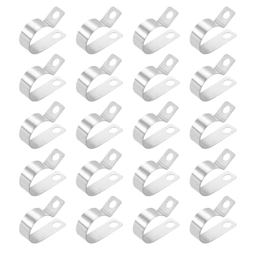 HARFINGTON 20pcs Metal Wire Clamp 13/16" Inch (20mm) R-Type Cable Clip 304 Stainless Steel Conduit Cable Clamp Cord Fastener Holder Strap Clip for Industrial Household Installation Pipe Wire - size: 13/16" (20mm)