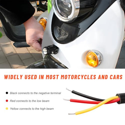 2 PCS Motorcycle LED Driving Fog Lights, 15W LED Pods Projector Lights High Low Beam Auxiliary Spotlight, 12-80V 2000 Lumens Headlights Fog Lamps for Motorcycles ATVs UTVs