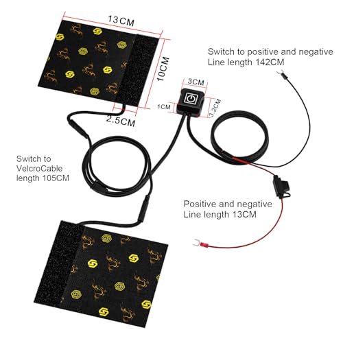 12V Heated Grip Wraps for Motorcycle/ATV/Snowmobile, Direct Battery or Acc Powered, Wrap-Around Design, 3 Heat Levels, IP67 Waterproof, Fits Over Existing Grips (Outer Diameter 1.2"–1.5")