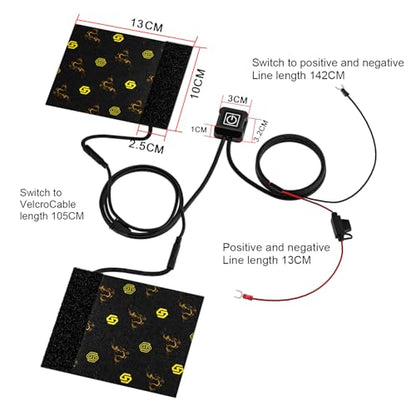 12V Heated Grip Wraps for Motorcycle/ATV/Snowmobile, Direct Battery or Acc Powered, Wrap-Around Design, 3 Heat Levels, IP67 Waterproof, Fits Over Existing Grips (Outer Diameter 1.2"–1.5")