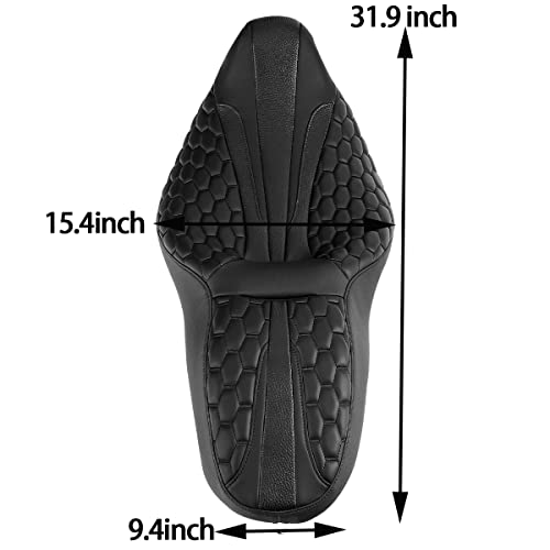 Driver Rider Passenger Seat - SLMOTO One-Piece 2-Up Motorcycle Seat Fit For Harley Touring Road King CVO Road Street Electra Glide Ultra Classic 09-23 Street Glide Road King Special FLHRXS 2017-2023 - color: Black