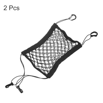 HARFINGTON Motorcycle Cargo Nets 11.2" x 9.8" High Elastic Double Layer Bungee Net Luggage Strap Rack Expansion Organizer Car Seat Mesh Storage Pocket with 4pcs Hooks for Motorcycle Bike