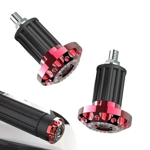 2 PCS Motorcycle Bar End Plugs, 7/8" Anti-vibration Balance Weight Grip Cap, Alloy Rustproof Handlebar End Plug, Modified Replacement for E-bike Scooter Off-road Motorcycle (Red) - color: Red