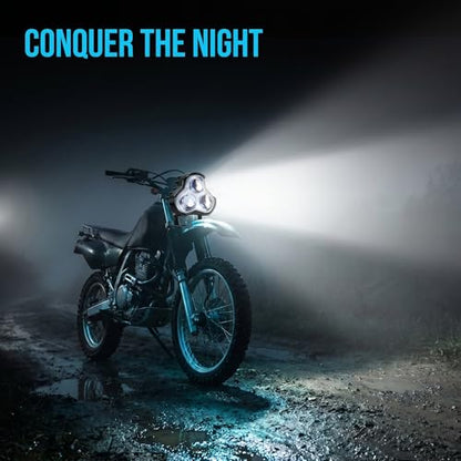 Triple 6050 LED Motorcycle Fog Lights, DC 9-60V 16W Auxiliary Spot Lights with Adjustable Bracket, IP67 Waterproof for Off Road & Night Riding